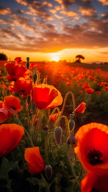 El hermoso campo de flores