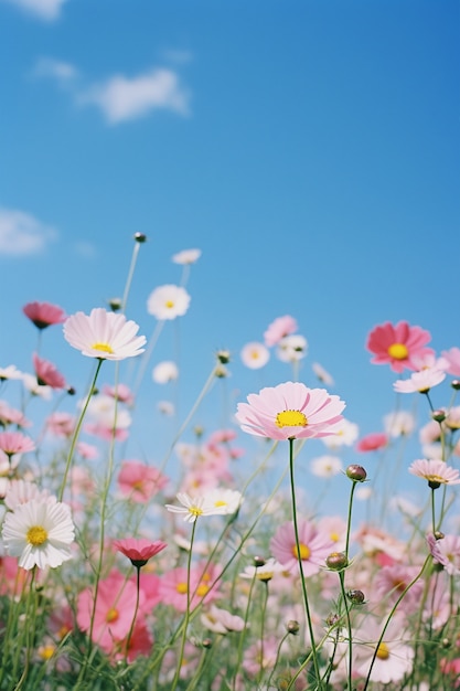 Un hermoso campo de flores