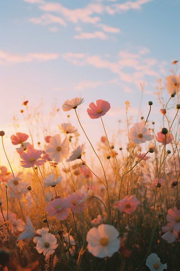 Un hermoso campo de flores