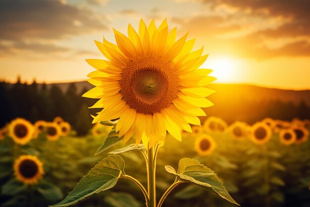 Hermoso campo de girasoles