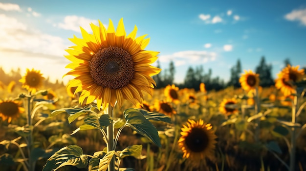 Foto gratuita hermoso campo de girasoles