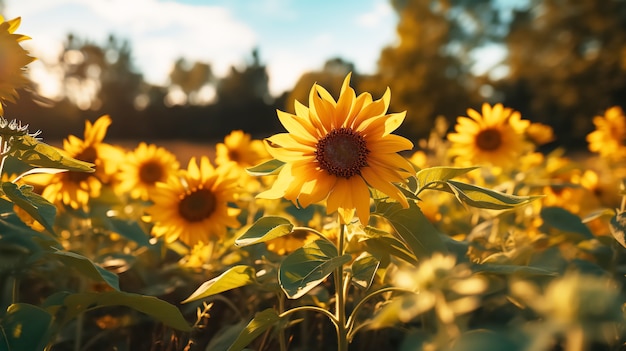 Foto gratuita hermoso campo de girasoles