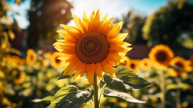 Hermoso campo de girasoles