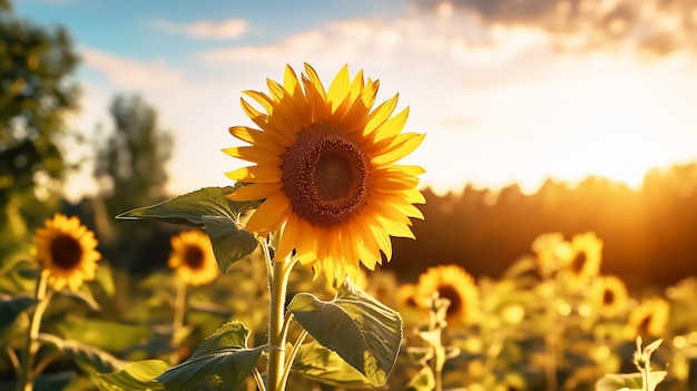 Hermoso campo de girasoles