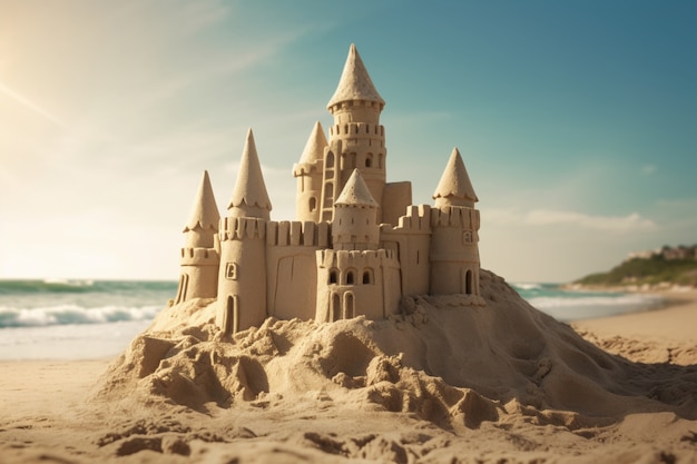 Foto gratuita hermoso castillo de arena en la playa