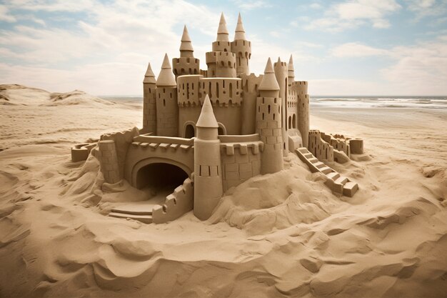 Hermoso castillo de arena en la playa