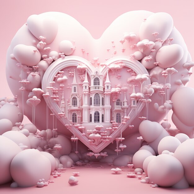 Hermoso castillo con corazones.