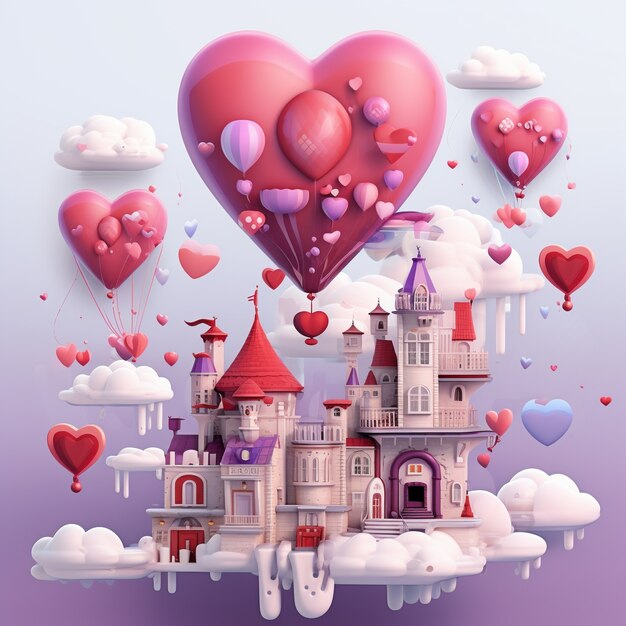 Hermoso castillo con corazones.