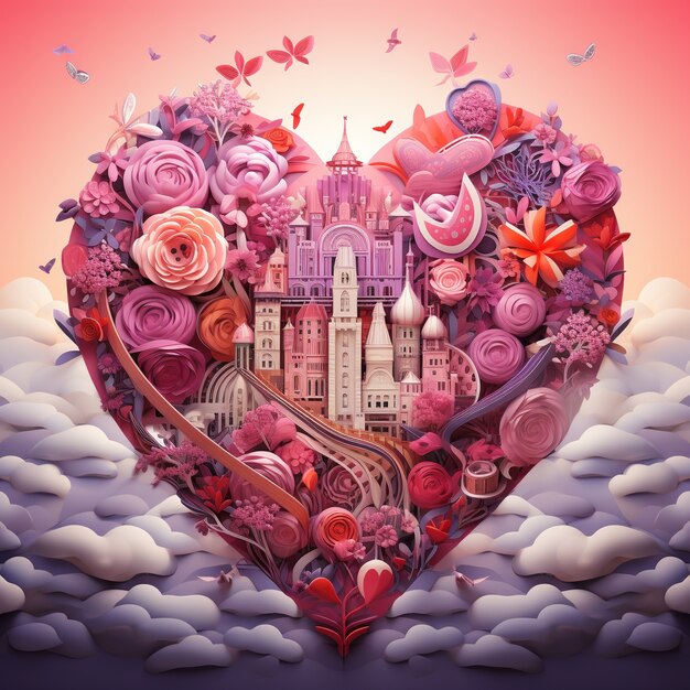 Hermoso castillo con corazones.