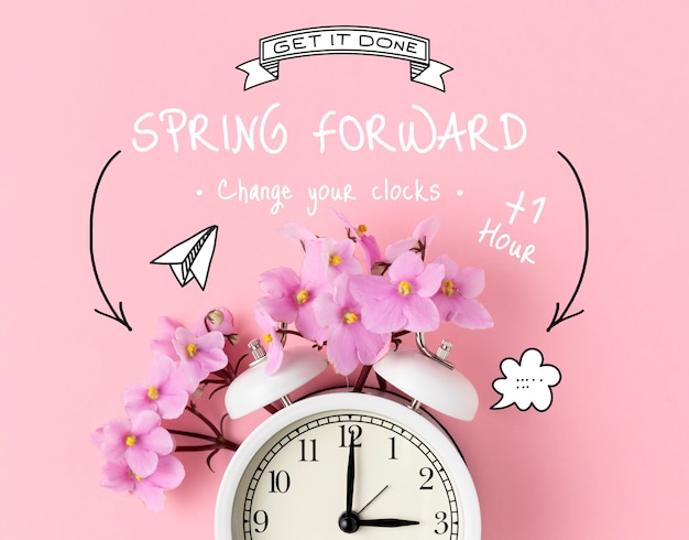 Foto gratuita hermoso concepto de cambio de horario de primavera