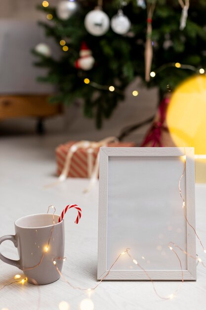 Hermoso concepto de navidad en casa con espacio de copia