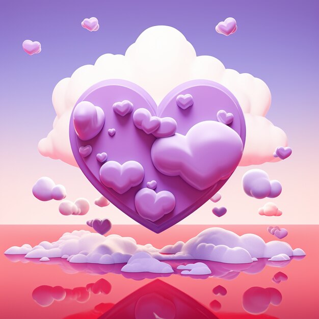 Hermoso corazón con nubes