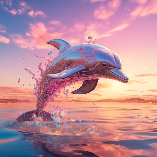 Un hermoso delfín en 3D