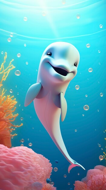 El hermoso delfín en 3D