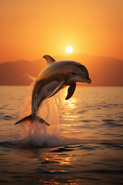 Foto gratuita hermoso delfín saltando fuera del agua