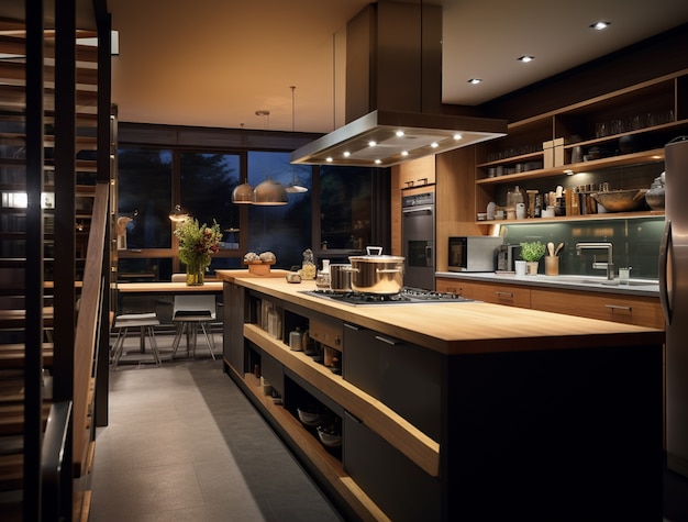 Foto gratuita hermoso diseño interior de la cocina