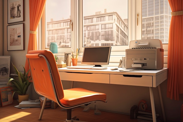 Foto gratuita hermoso espacio de oficina en estilo de dibujos animados