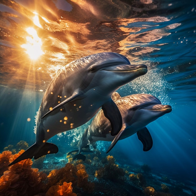 Foto gratuita hermoso fondo exótico de delfines