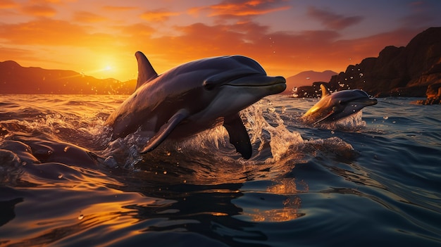 Foto gratuita hermoso fondo exótico de delfines