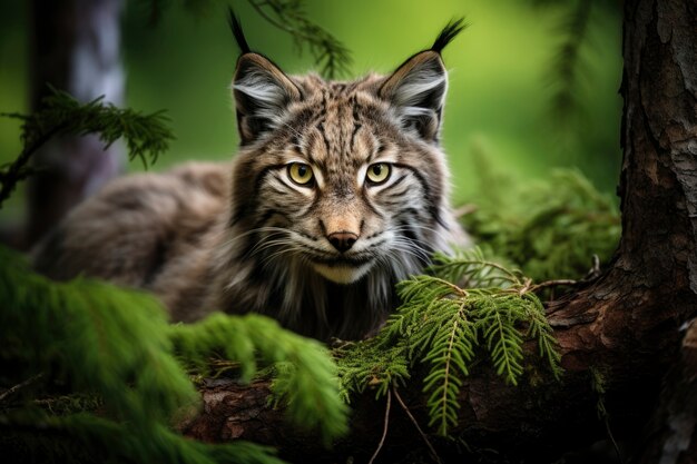 Hermoso gato montés en la naturaleza