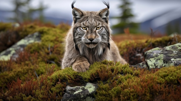 Foto gratuita hermoso gato montés en la naturaleza