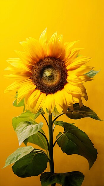 Hermoso girasol en estudio