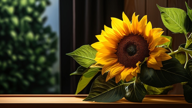 Hermoso girasol en el interior