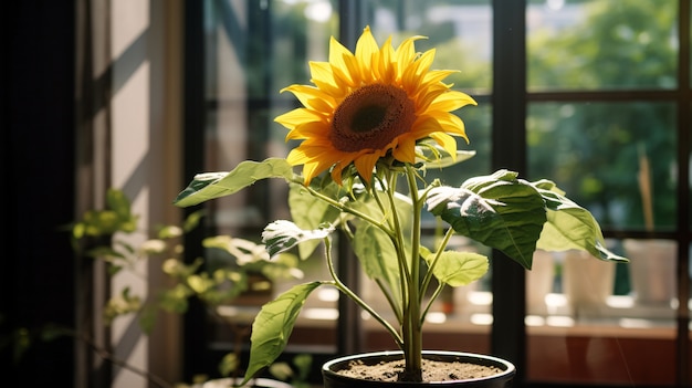 Foto gratuita hermoso girasol en el interior