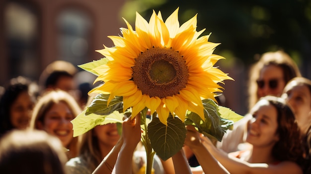 Foto gratuita hermoso girasol en la naturaleza