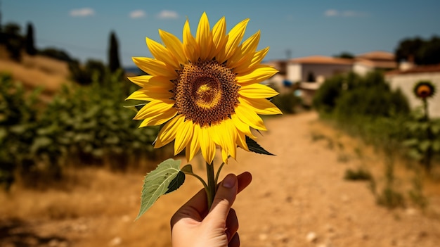 Foto gratuita hermoso girasol en la naturaleza