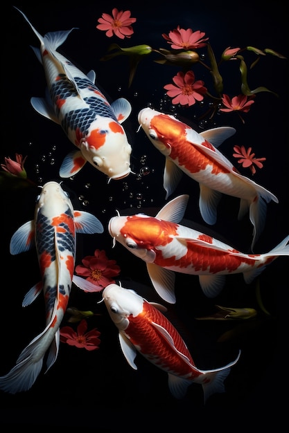 Hermoso grupo de peces bajo el agua