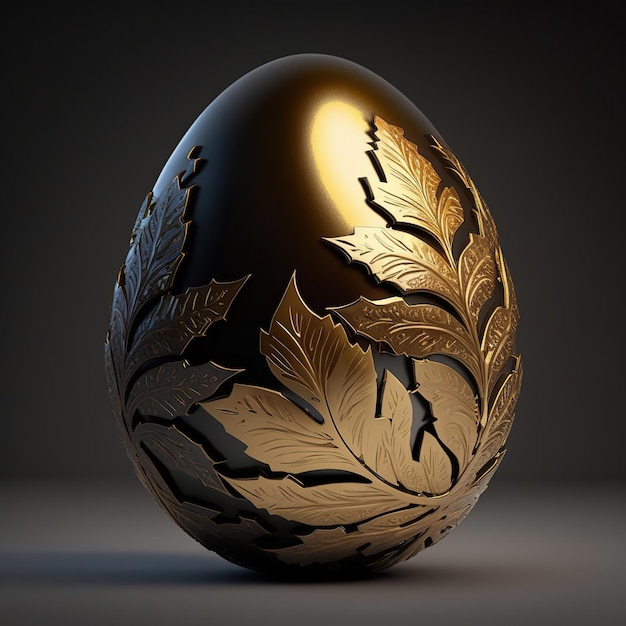 Hermoso huevo dorado brillante en nido de pájaro El huevo dorado en el nido generativo ai