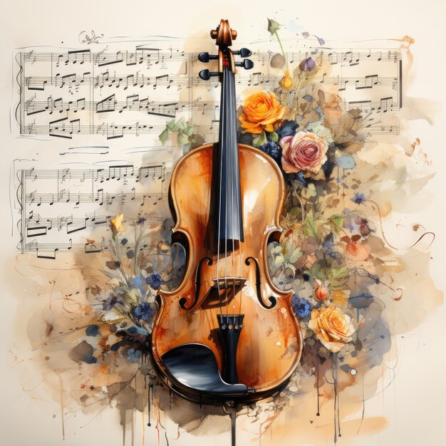 Un hermoso instrumento musical ilustrado