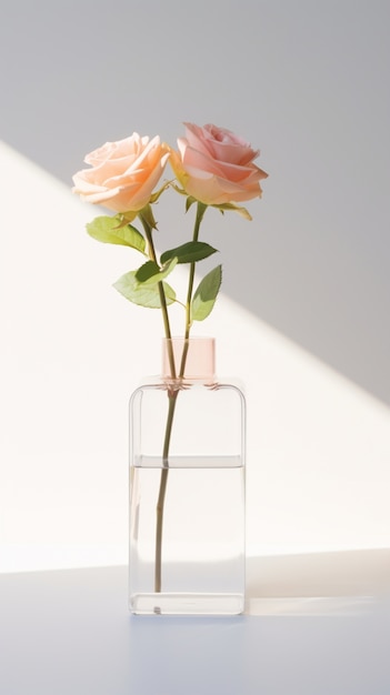 Un hermoso jarrón de flores en el estudio.