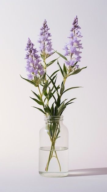 Un hermoso jarrón de flores en el estudio.