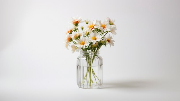Un hermoso jarrón de flores en el estudio.