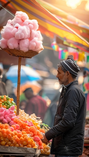 Foto gratuita hermoso mercado callejero al atardecer