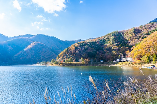 Foto gratuita hermoso paisaje alrededor del lago kawaguchiko