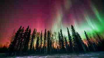 Foto gratuita hermoso paisaje con aurora boreal