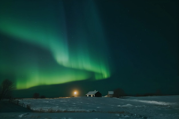 Foto gratuita hermoso paisaje con aurora boreal