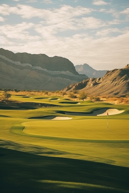 Foto gratuita hermoso paisaje de campo de golf