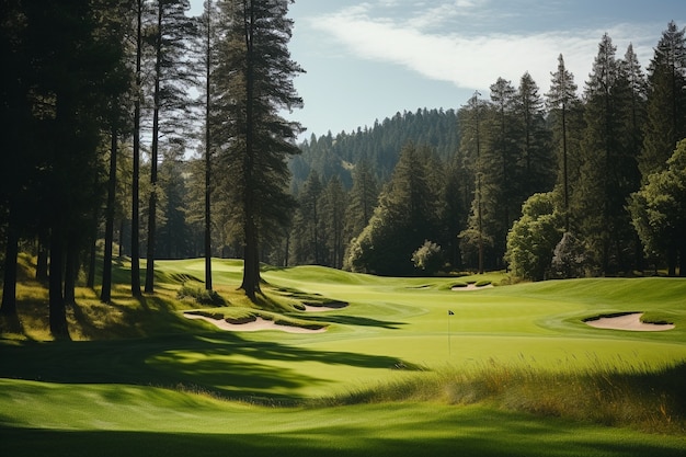 Foto gratuita hermoso paisaje de campo de golf