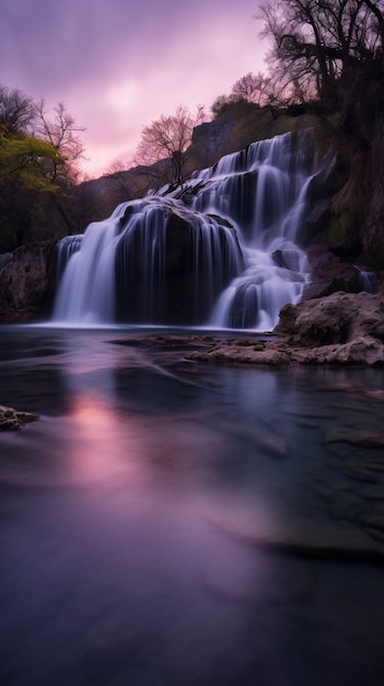 Foto gratuita hermoso paisaje de cascada