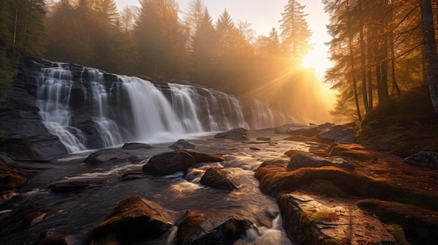 Hermoso paisaje de cascada