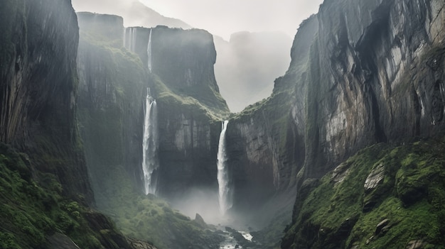 Hermoso paisaje de cascada