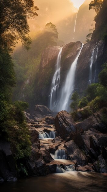 Hermoso paisaje de cascada