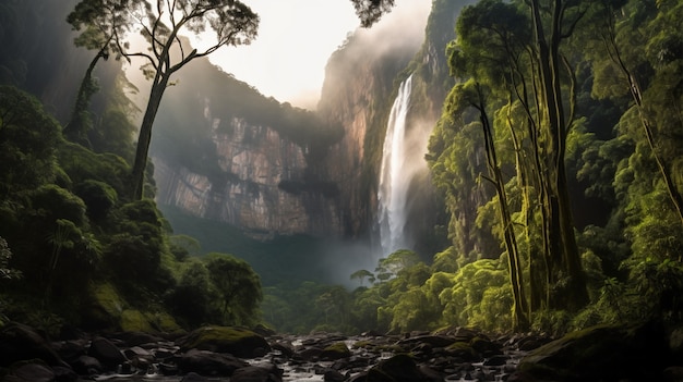 Hermoso paisaje de cascada