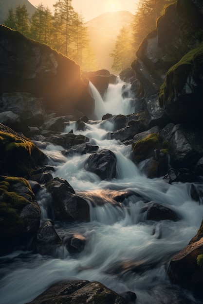 Hermoso paisaje de cascada