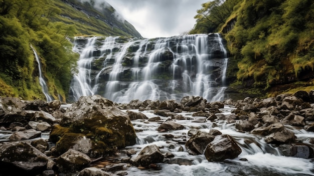 Foto gratuita hermoso paisaje de cascada
