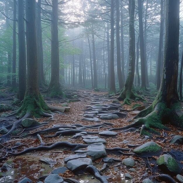 Foto gratuita el hermoso paisaje forestal japonés